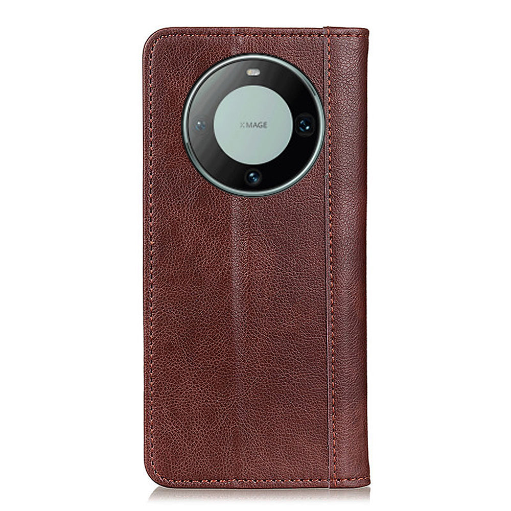 For Huawei Mate 60 Pro Anti-scratch Litchi Texture Phone Case Split Leather Wallet Stand Cover
