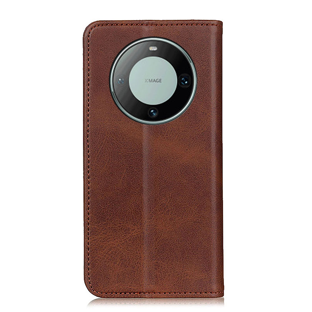 For Huawei Mate 60 Pro Cowhide Texture Phone Case Shockproof Split Leather Wallet Stand Shell