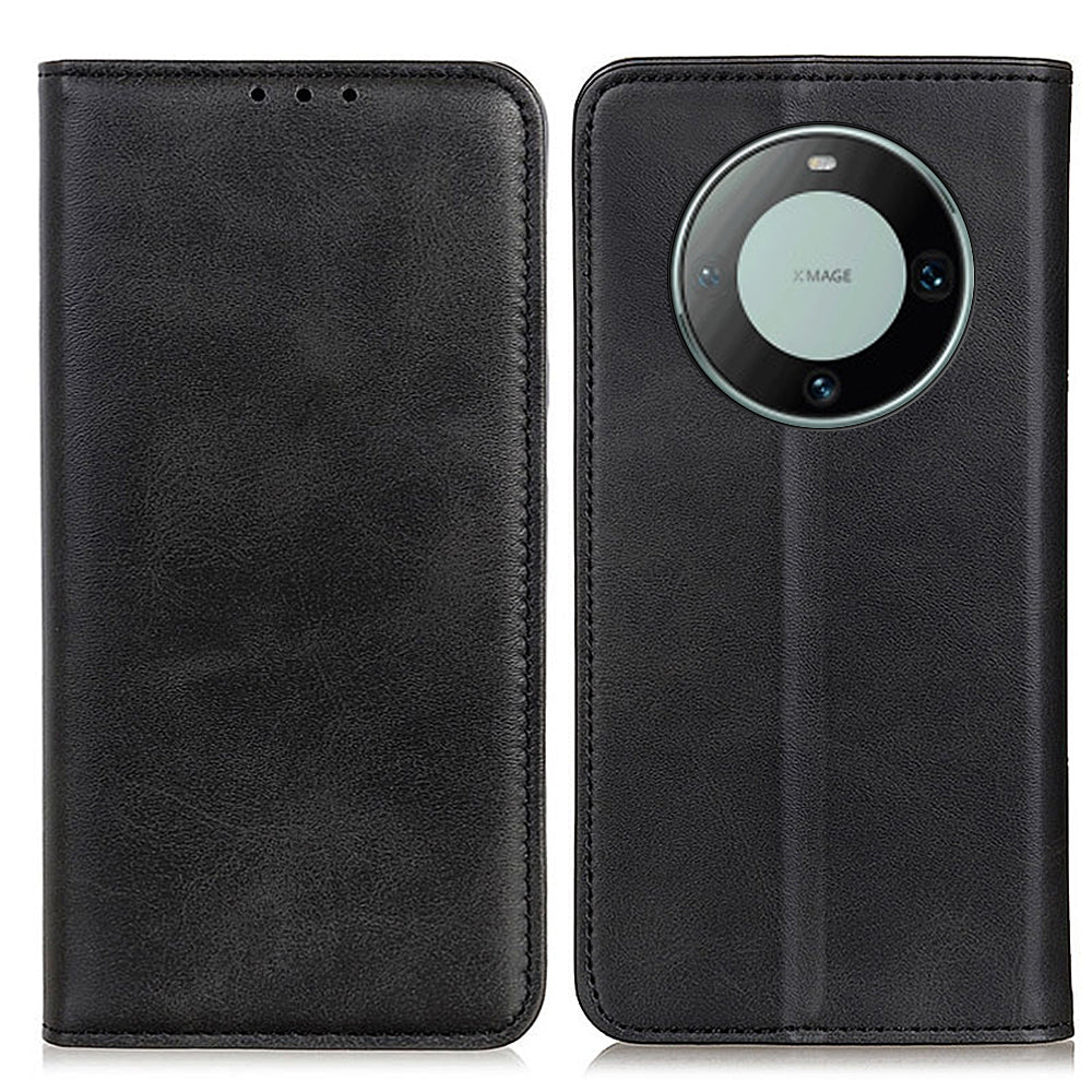 For Huawei Mate 60 Pro Cowhide Texture Phone Case Shockproof Split Leather Wallet Stand Shell