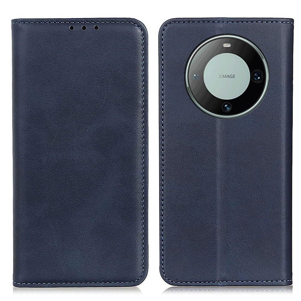 For Huawei Mate 60 Pro Cowhide Texture Phone Case Shockproof Split Leather Wallet Stand Shell