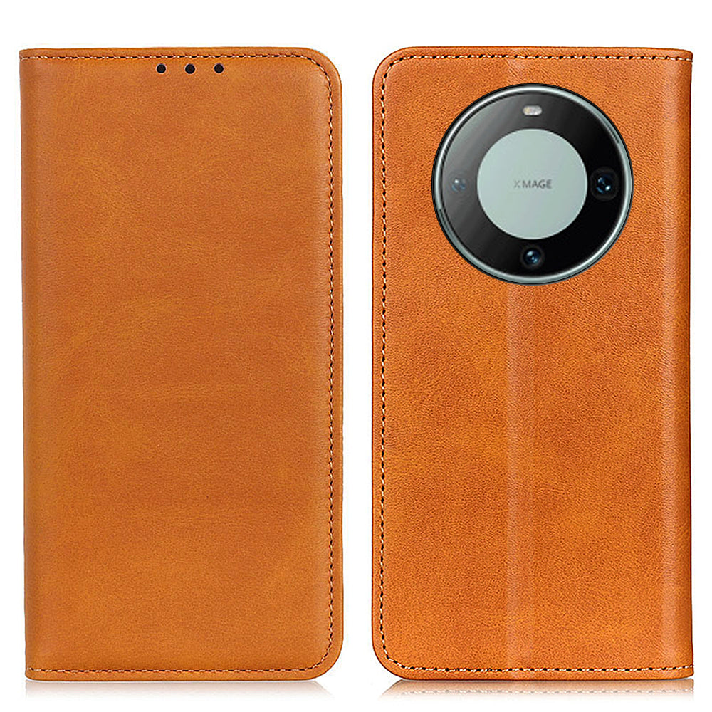For Huawei Mate 60 Pro Cowhide Texture Phone Case Shockproof Split Leather Wallet Stand Shell