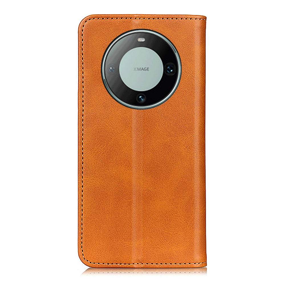 For Huawei Mate 60 Pro Cowhide Texture Phone Case Shockproof Split Leather Wallet Stand Shell