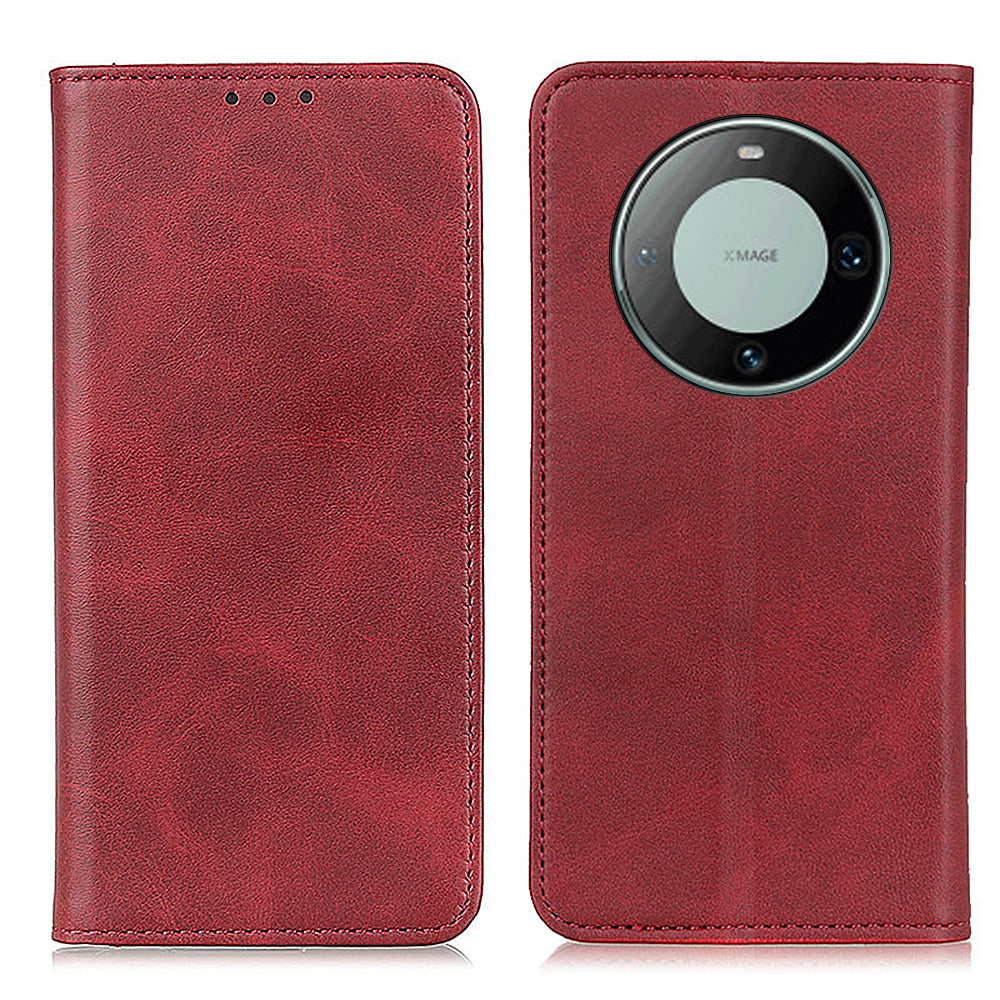 For Huawei Mate 60 Pro Cowhide Texture Phone Case Shockproof Split Leather Wallet Stand Shell