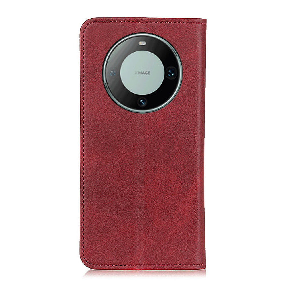 For Huawei Mate 60 Pro Cowhide Texture Phone Case Shockproof Split Leather Wallet Stand Shell