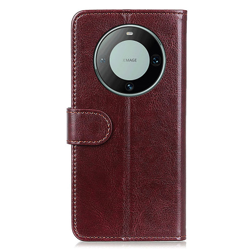 For Huawei Mate 60 Pro Anti-Scratch PU Leather Phone Case Crazy Horse Texture Wallet Stand Cover