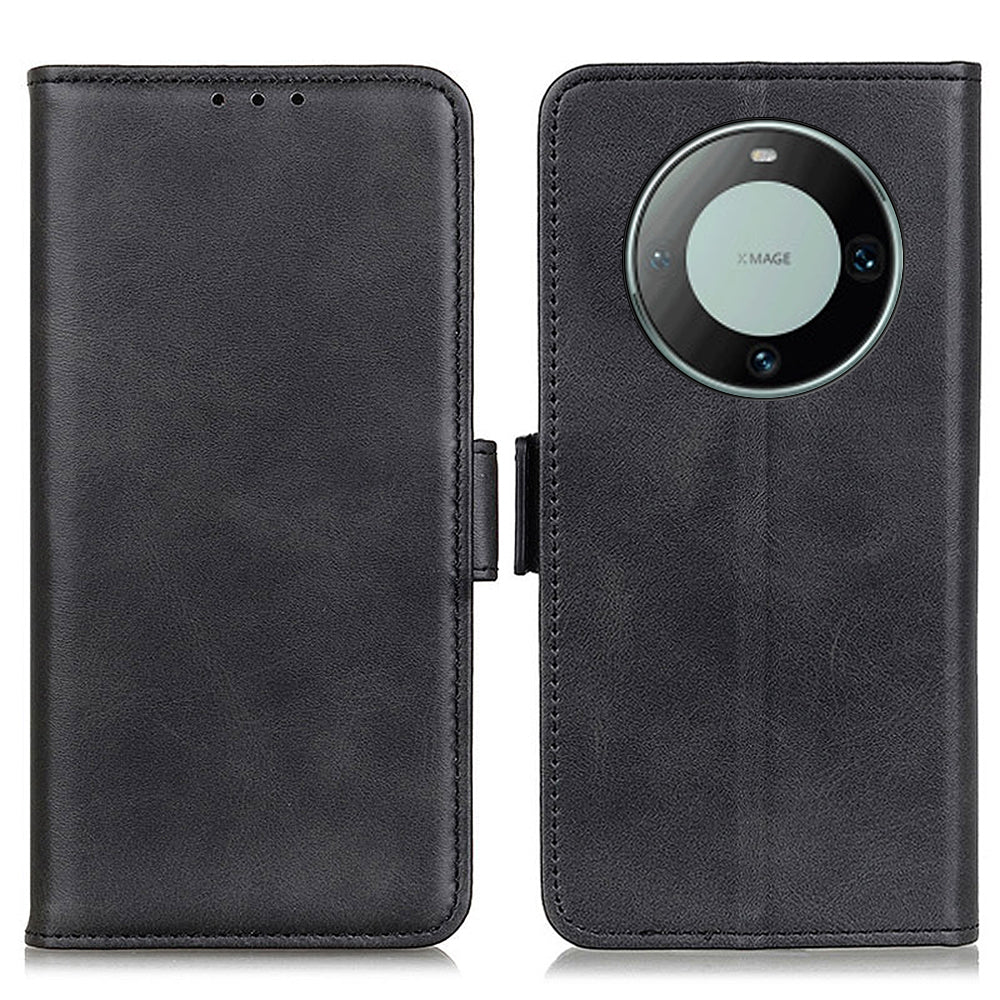 For Huawei Mate 60 Pro Cowhide Texture Wallet Phone Case PU Leather Flip Cover with Stand