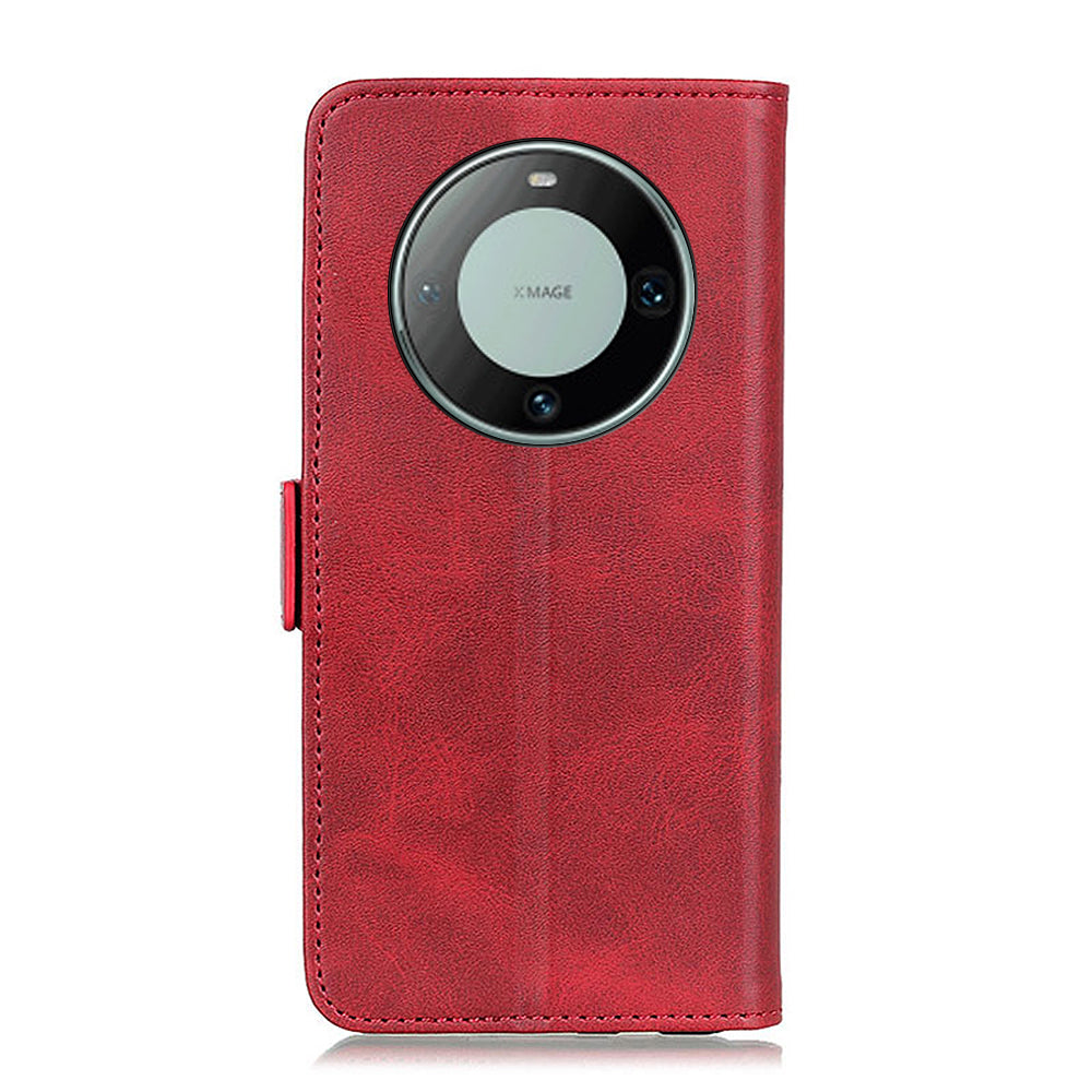For Huawei Mate 60 Pro Cowhide Texture Wallet Phone Case PU Leather Flip Cover with Stand
