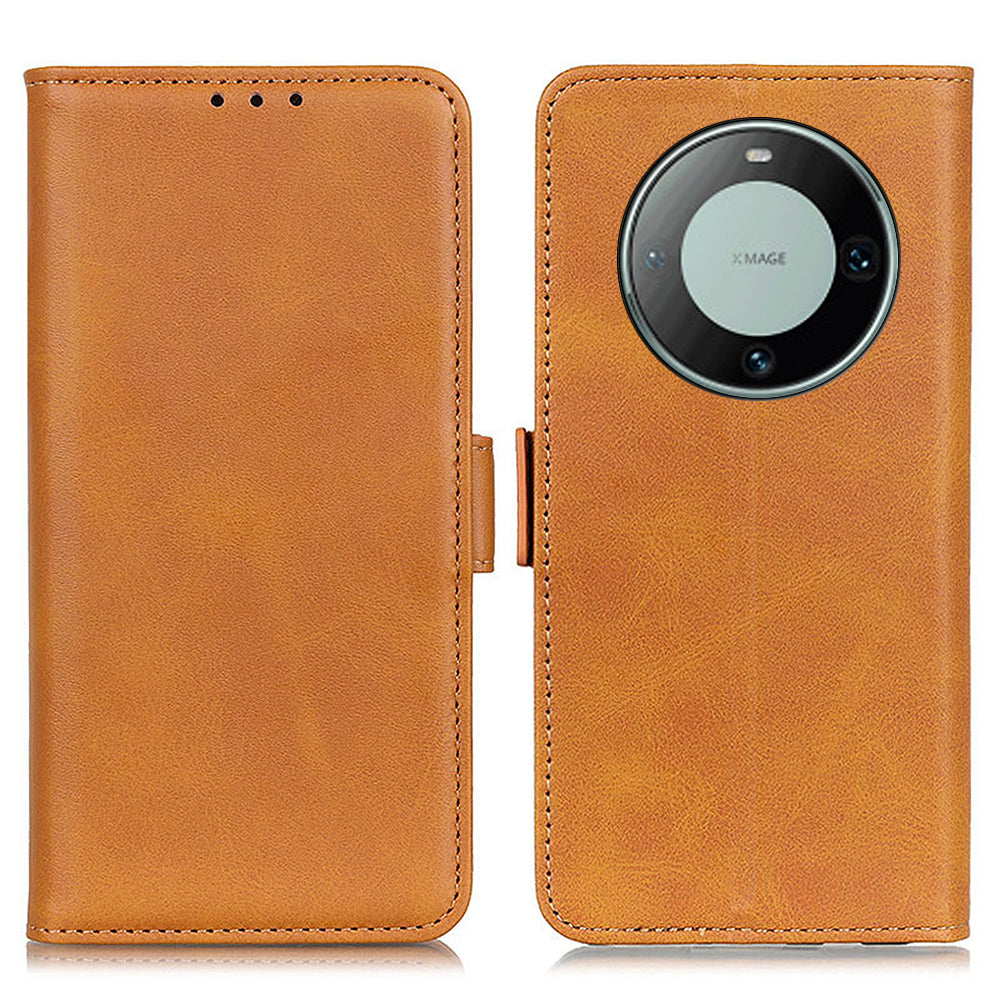 For Huawei Mate 60 Pro Cowhide Texture Wallet Phone Case PU Leather Flip Cover with Stand