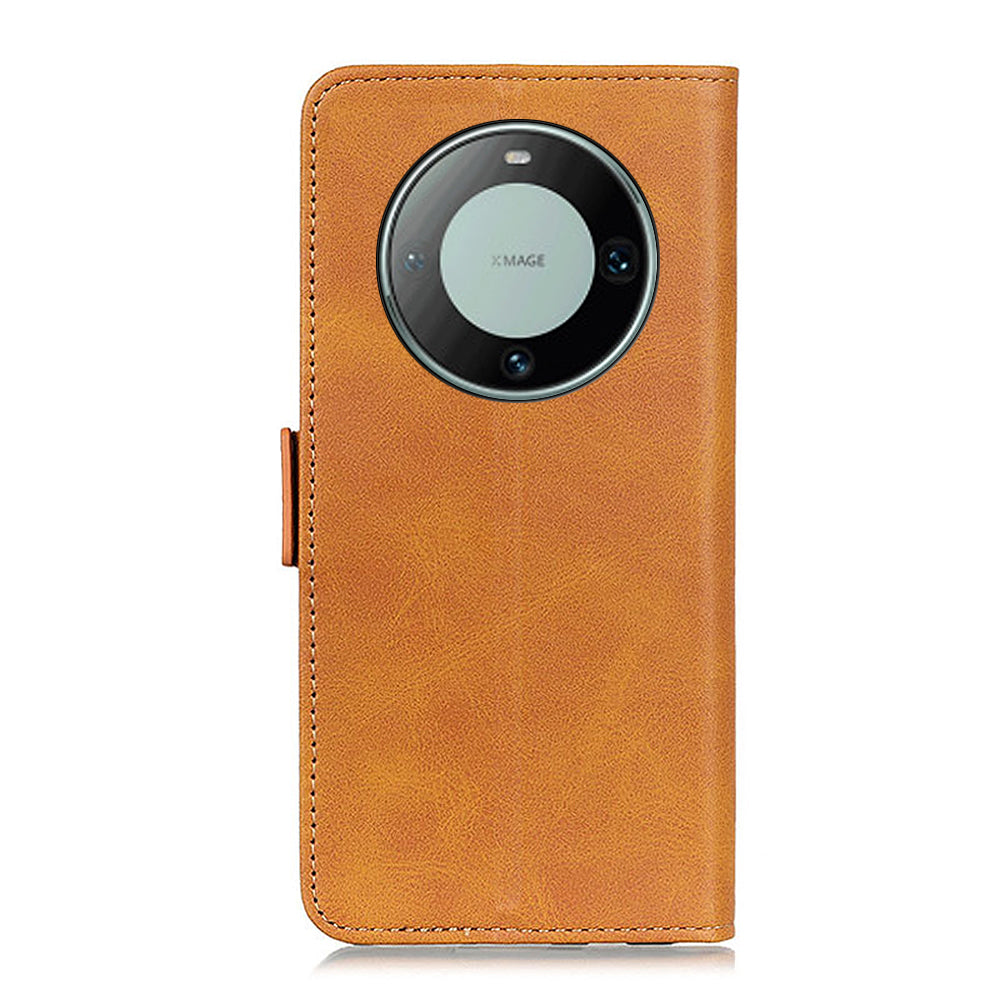 For Huawei Mate 60 Pro Cowhide Texture Wallet Phone Case PU Leather Flip Cover with Stand