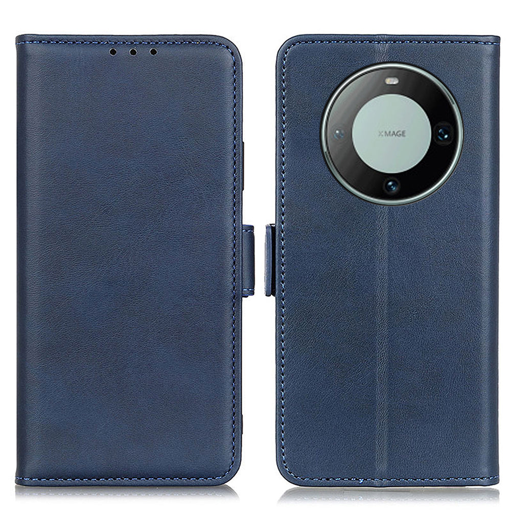 For Huawei Mate 60 Pro Cowhide Texture Wallet Phone Case PU Leather Flip Cover with Stand