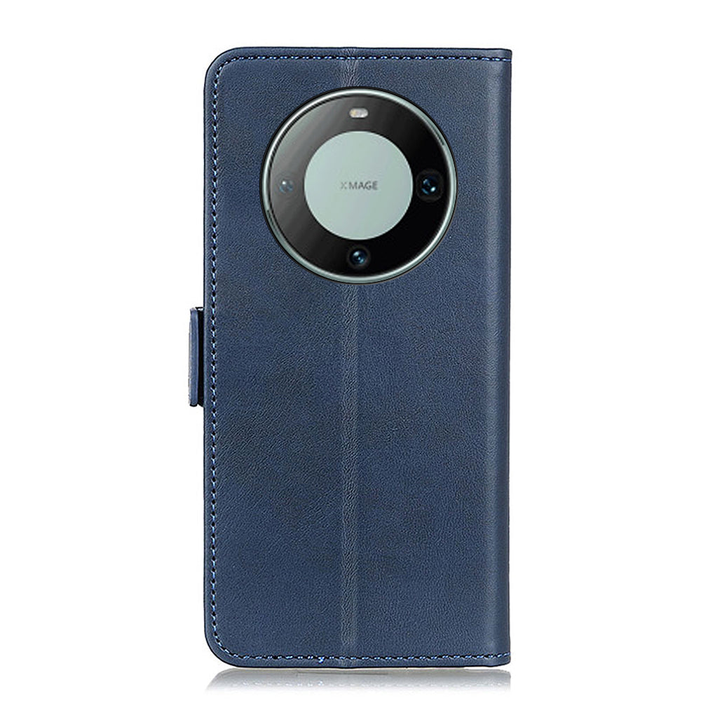 For Huawei Mate 60 Pro Cowhide Texture Wallet Phone Case PU Leather Flip Cover with Stand