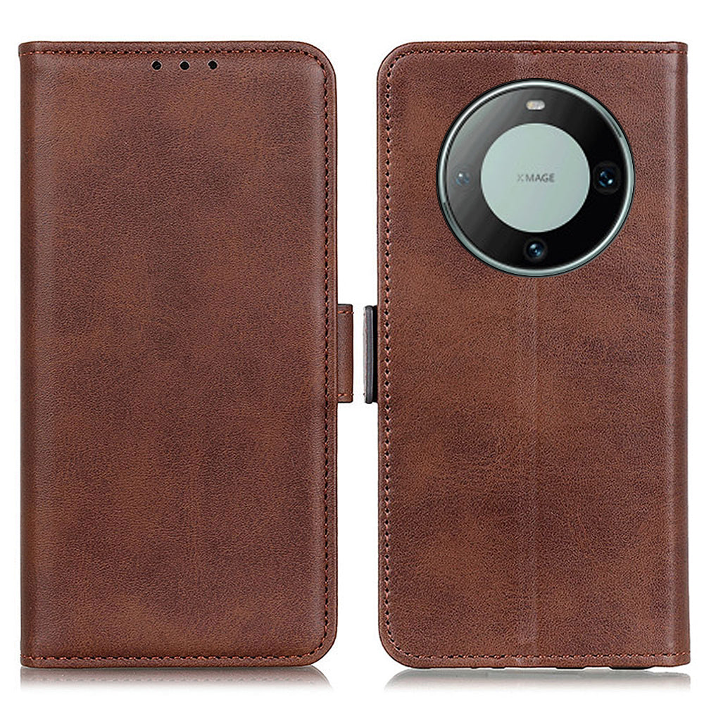For Huawei Mate 60 Pro Cowhide Texture Wallet Phone Case PU Leather Flip Cover with Stand