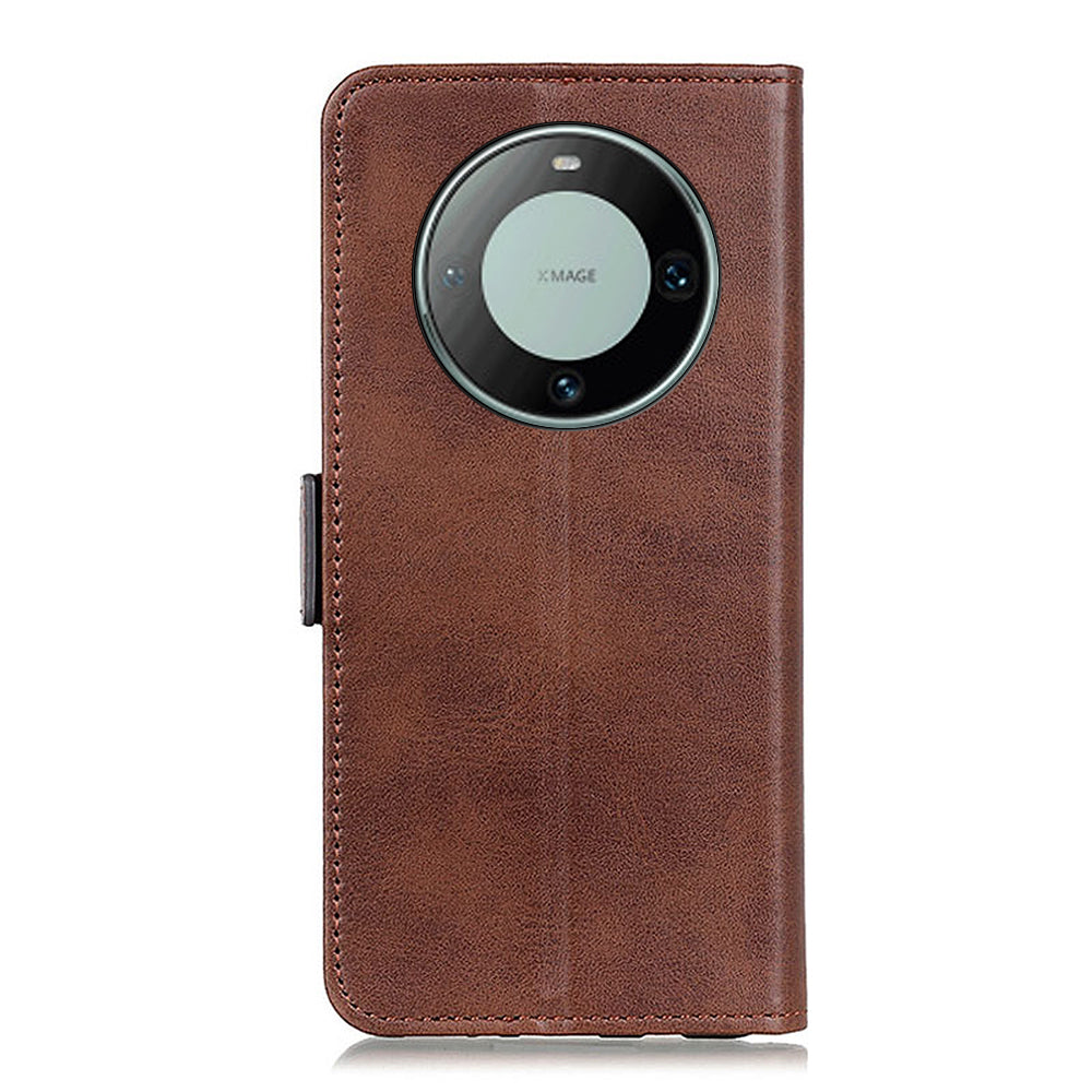 For Huawei Mate 60 Pro Cowhide Texture Wallet Phone Case PU Leather Flip Cover with Stand