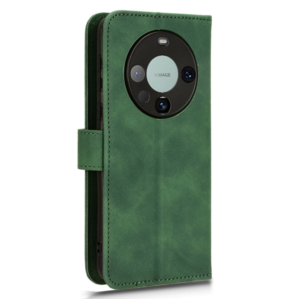For Huawei Mate 60 Pro PU Leather Phone Cover Drop Protection Skin-Touch Wallet Stand Case