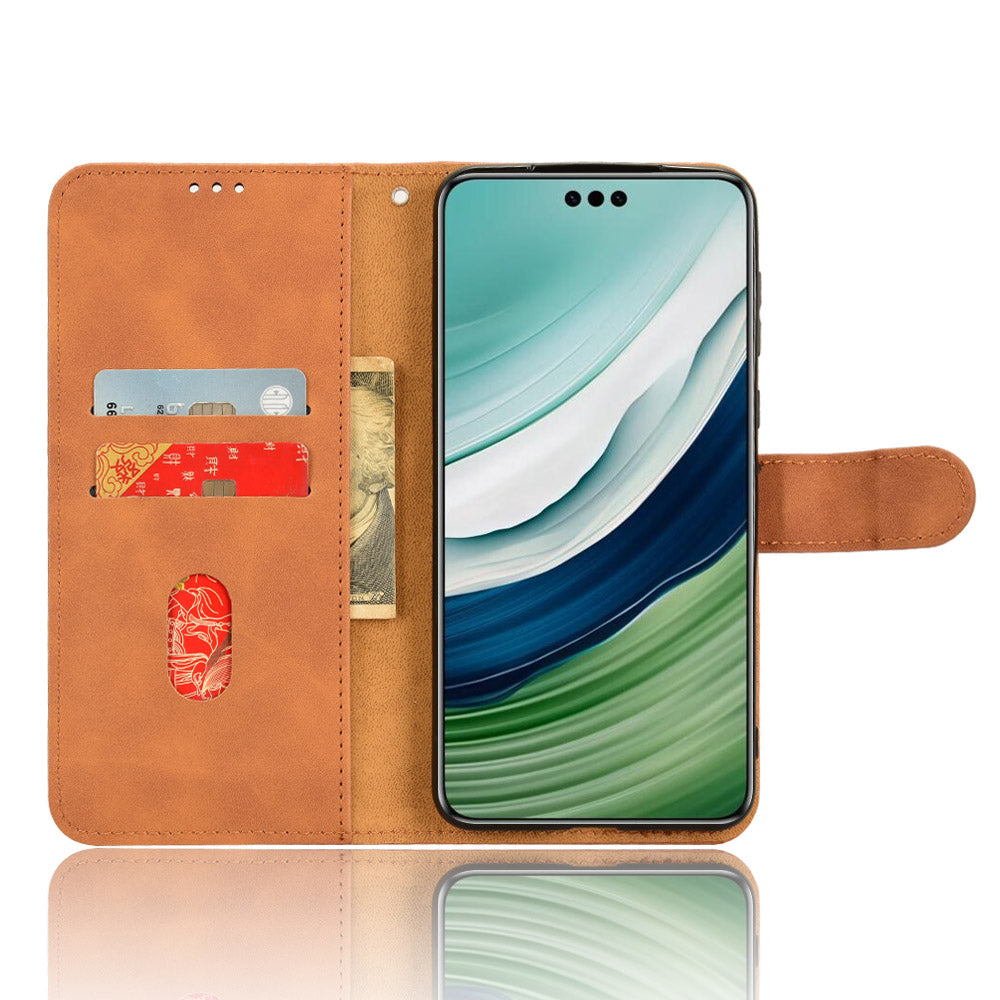 For Huawei Mate 60 Pro PU Leather Phone Cover Drop Protection Skin-Touch Wallet Stand Case