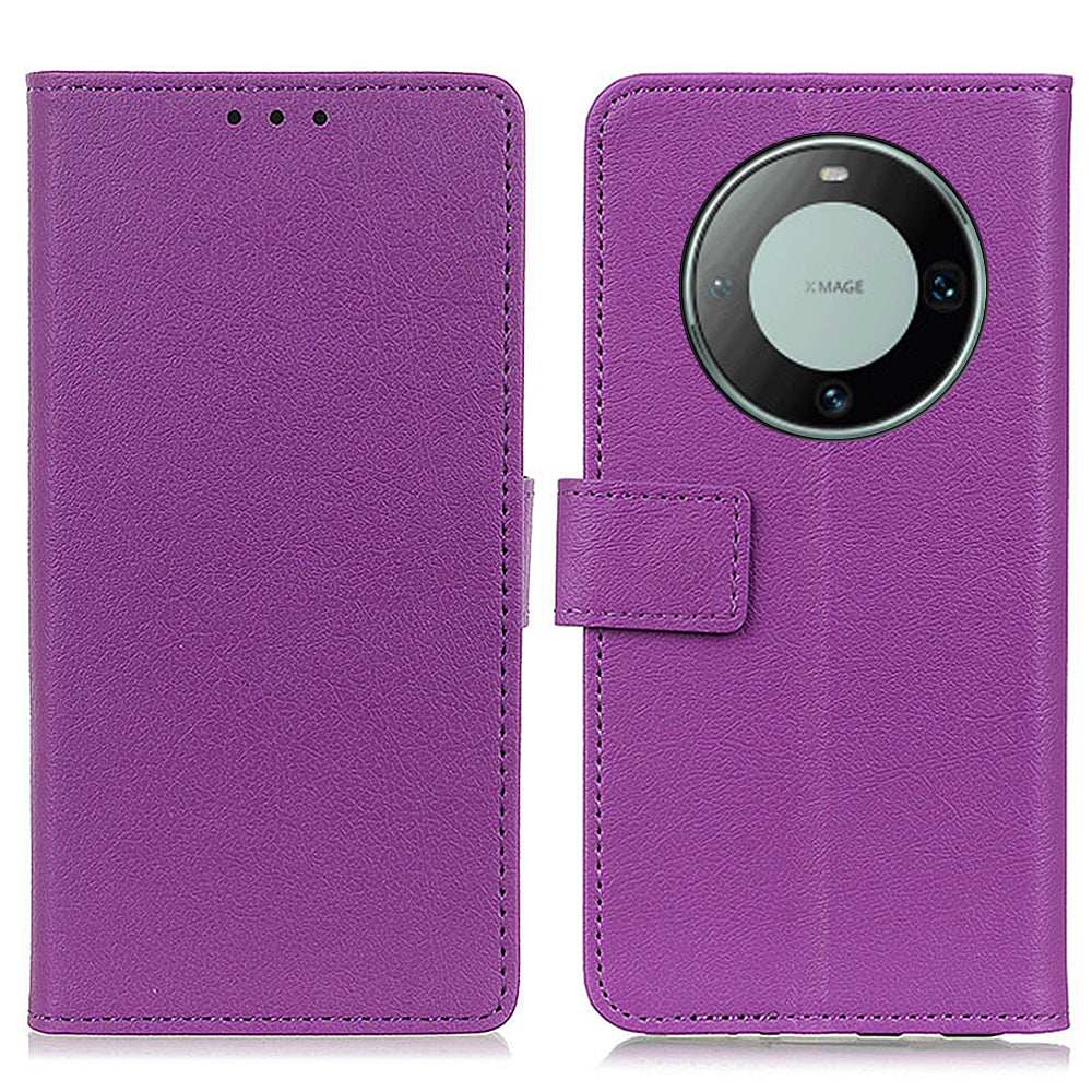 For Huawei Mate 60 Pro Textured PU Leather Cover Wallet Phone Case with Stand