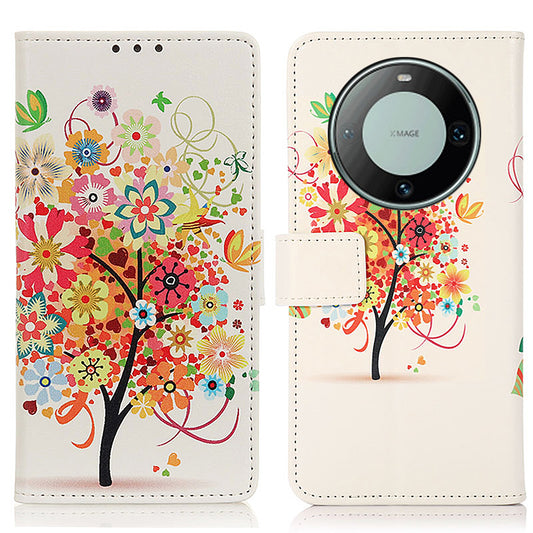 For Huawei Mate 60 Pattern Printing Fully Wrapped PU Leather Phone Case Wallet Stand Cover