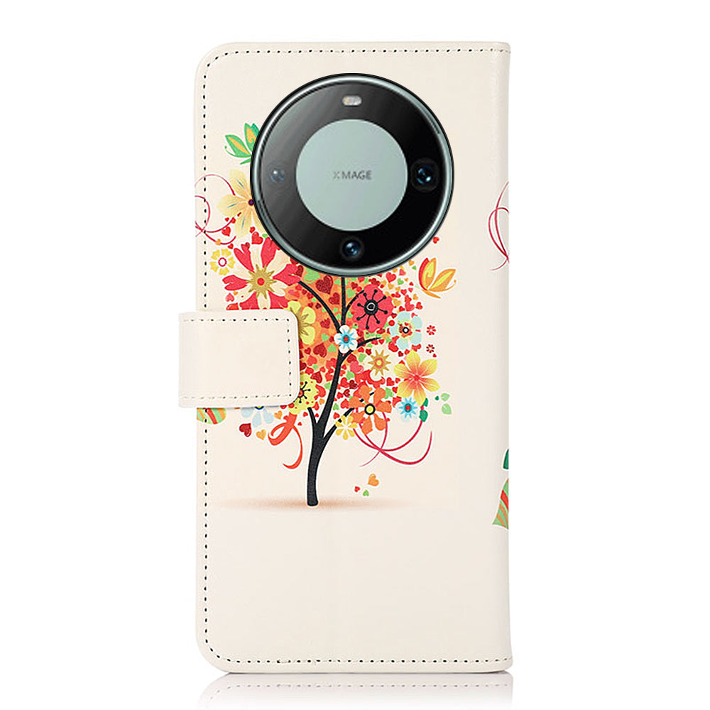 For Huawei Mate 60 Pattern Printing Fully Wrapped PU Leather Phone Case Wallet Stand Cover