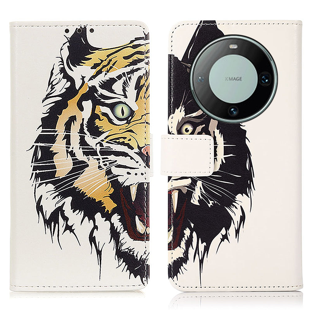 For Huawei Mate 60 Pattern Printing Fully Wrapped PU Leather Phone Case Wallet Stand Cover