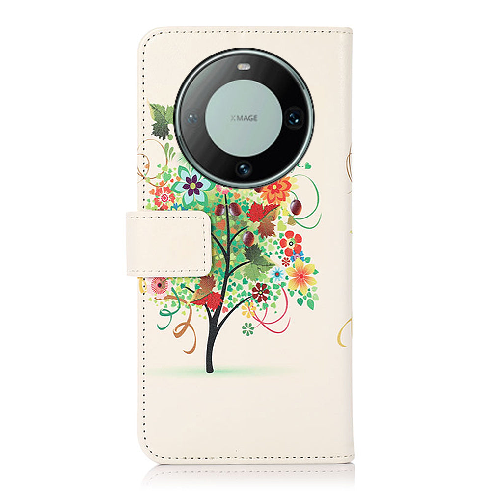 For Huawei Mate 60 Pattern Printing Fully Wrapped PU Leather Phone Case Wallet Stand Cover