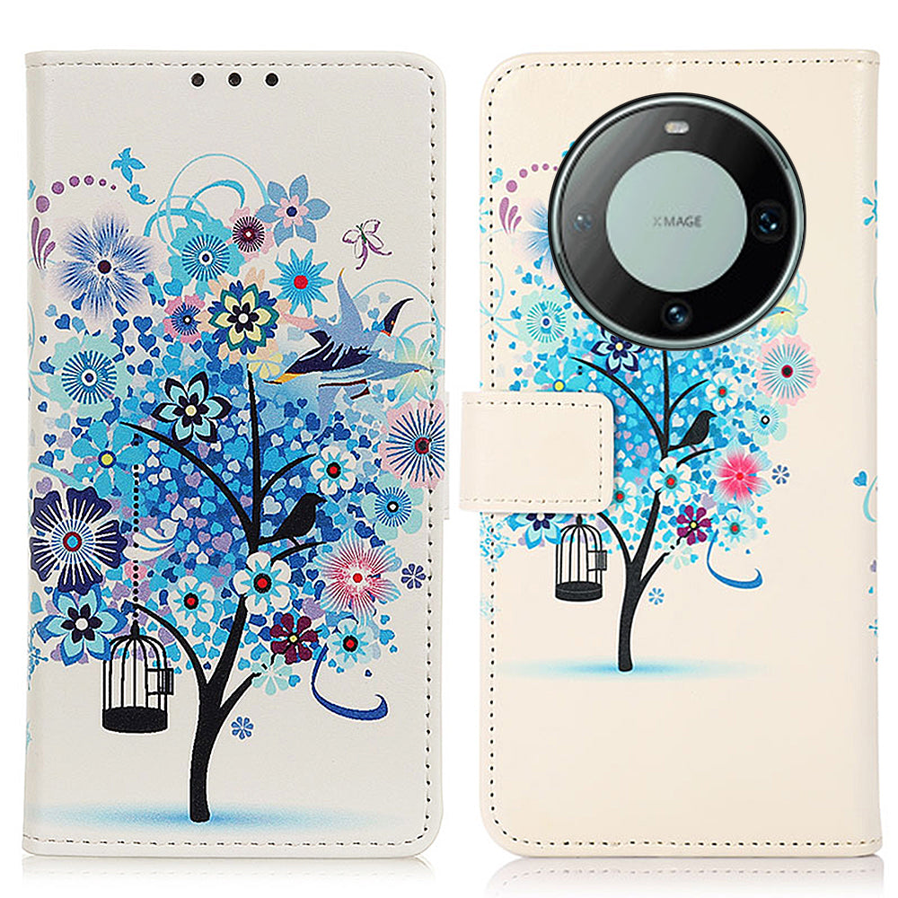 For Huawei Mate 60 Pattern Printing Fully Wrapped PU Leather Phone Case Wallet Stand Cover