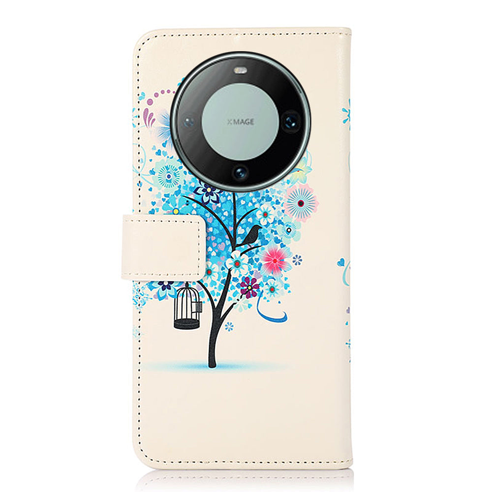 For Huawei Mate 60 Pattern Printing Fully Wrapped PU Leather Phone Case Wallet Stand Cover