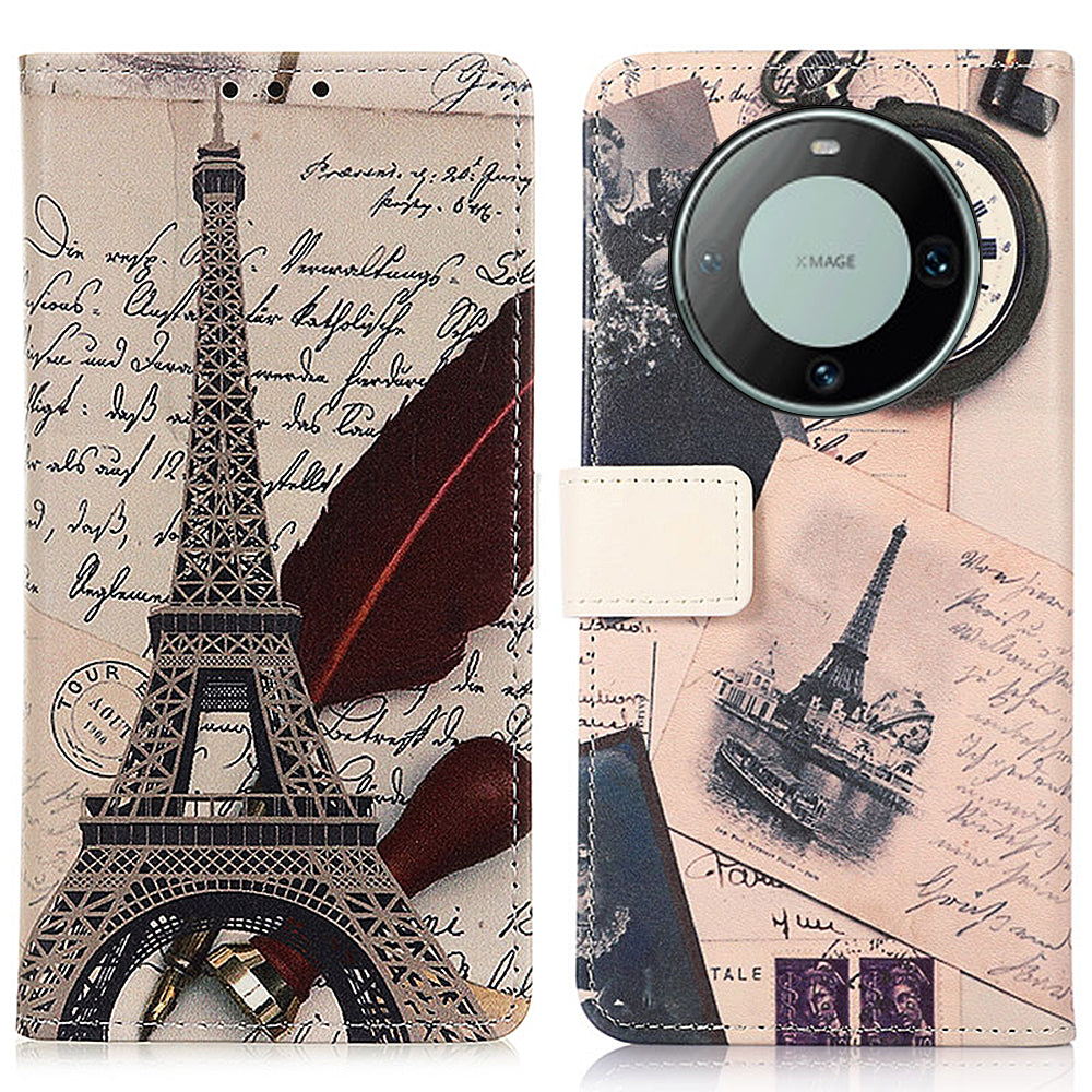 For Huawei Mate 60 Pattern Printing Fully Wrapped PU Leather Phone Case Wallet Stand Cover