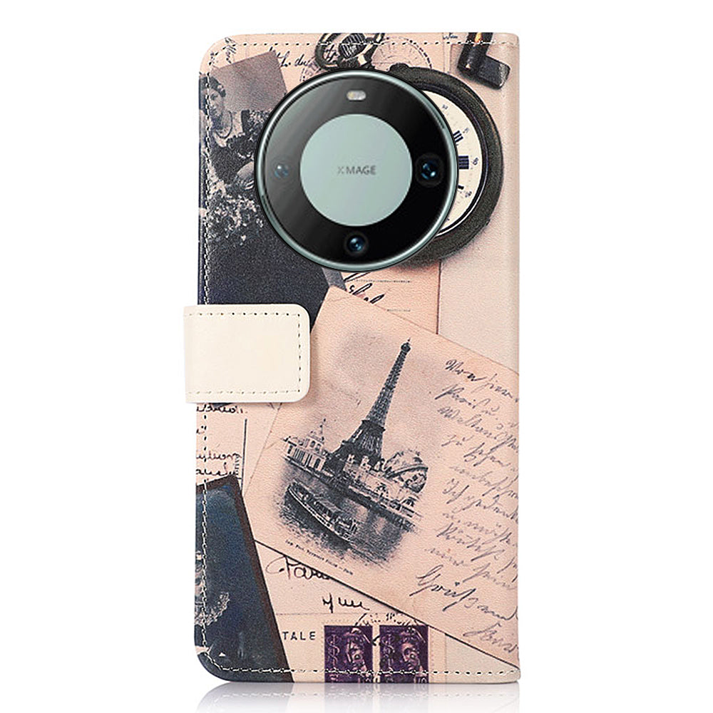 For Huawei Mate 60 Pattern Printing Fully Wrapped PU Leather Phone Case Wallet Stand Cover
