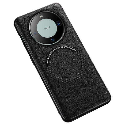 For Huawei Mate 60 Magnetic Phone Case Anti-Drop PU Leather+TPU Cover Compatible with MagSafe