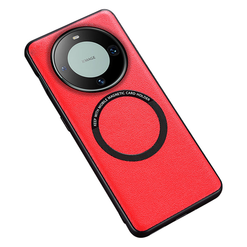 For Huawei Mate 60 Magnetic Phone Case Anti-Drop PU Leather+TPU Cover Compatible with MagSafe
