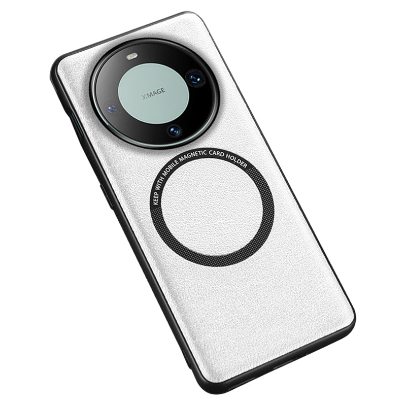 For Huawei Mate 60 Magnetic Phone Case Anti-Drop PU Leather+TPU Cover Compatible with MagSafe