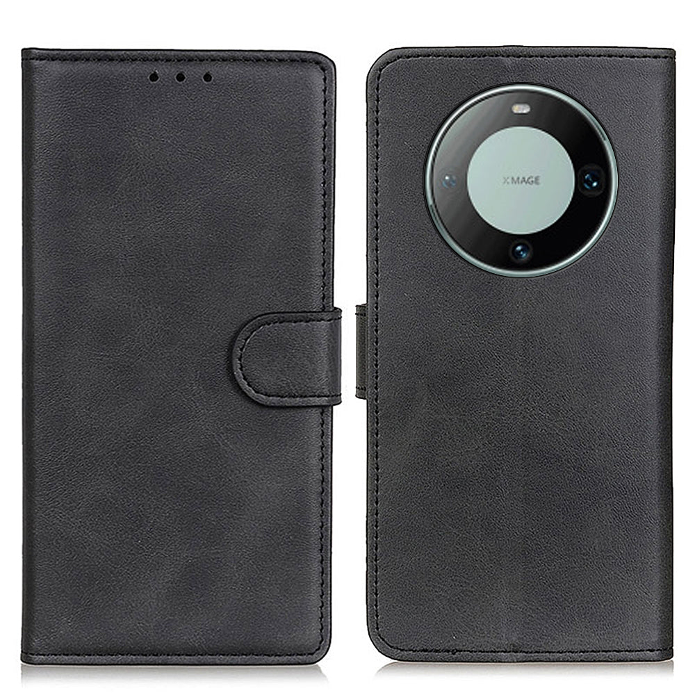 For Huawei Mate 60 Scratch Resistant Leather Phone Case Cowhide Texture Wallet Stand Cover