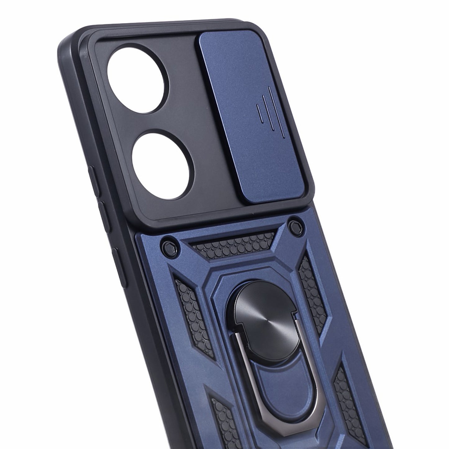 For Honor 90 Anti-Scratch Slide Lens Protection Phone Case PC+TPU Kickstand Phone Cover