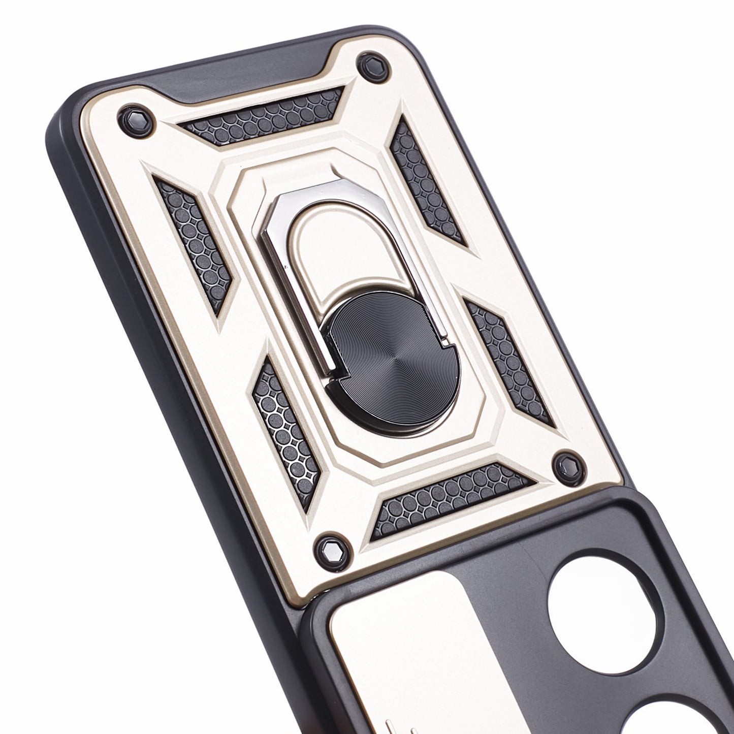 For Honor 90 Anti-Scratch Slide Lens Protection Phone Case PC+TPU Kickstand Phone Cover
