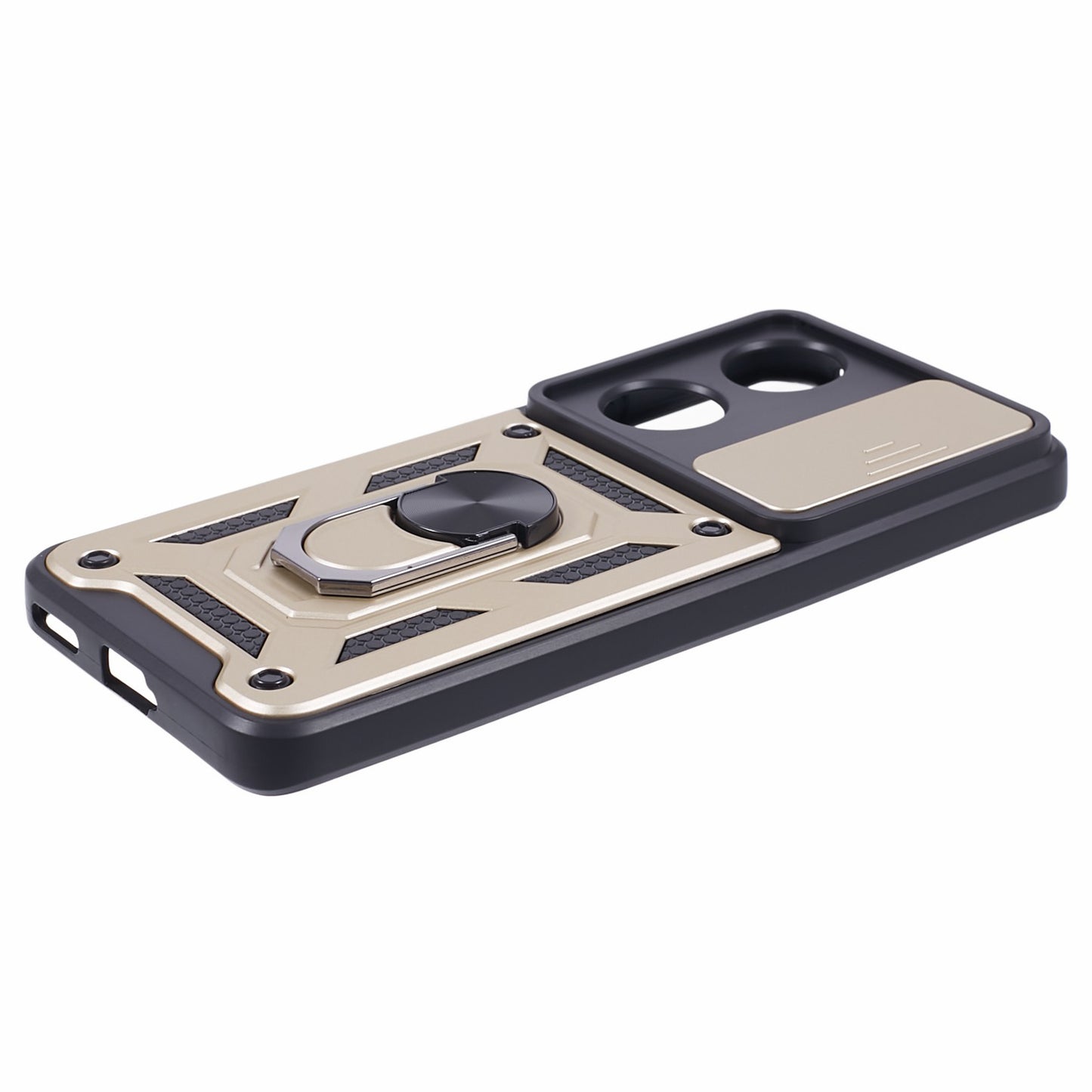 For Honor 90 Anti-Scratch Slide Lens Protection Phone Case PC+TPU Kickstand Phone Cover