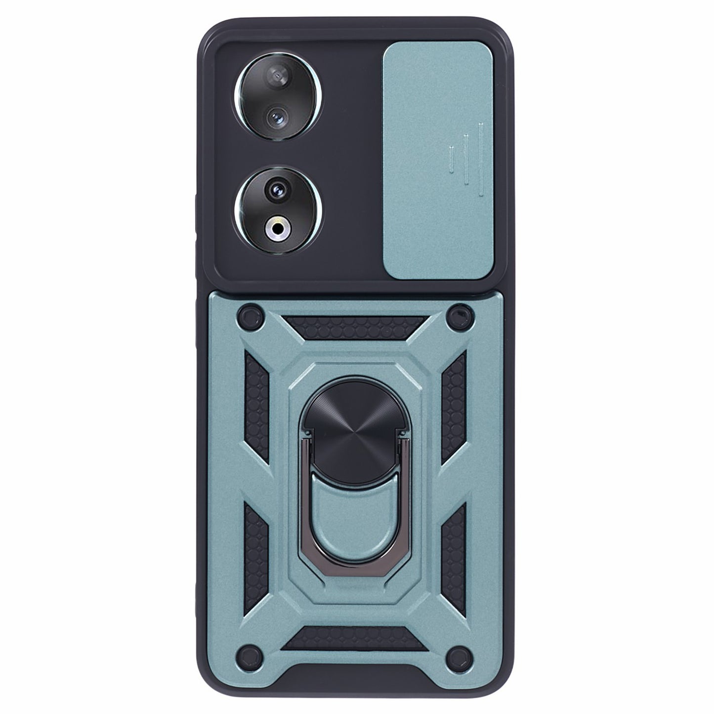 For Honor 90 Anti-Scratch Slide Lens Protection Phone Case PC+TPU Kickstand Phone Cover