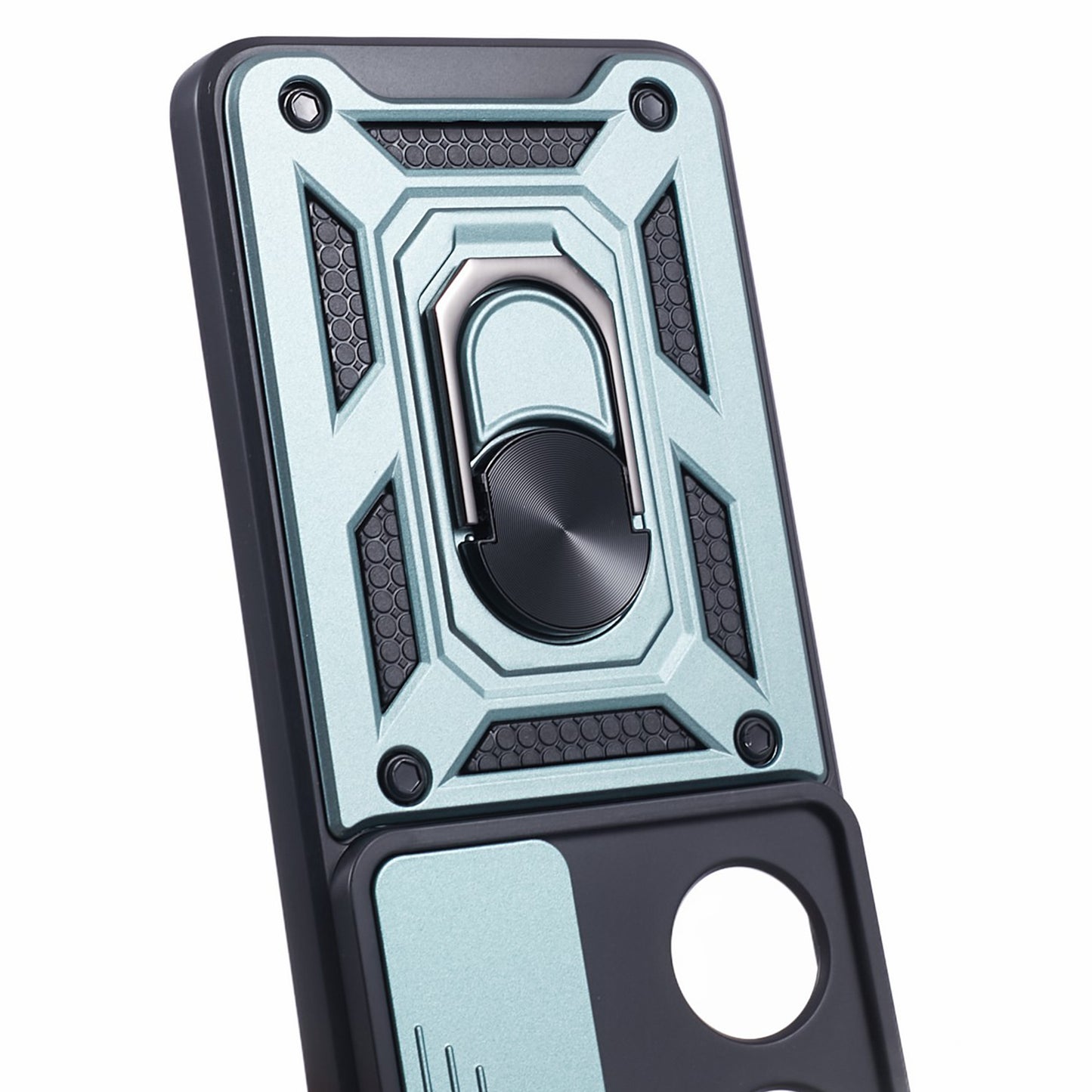 For Honor 90 Anti-Scratch Slide Lens Protection Phone Case PC+TPU Kickstand Phone Cover