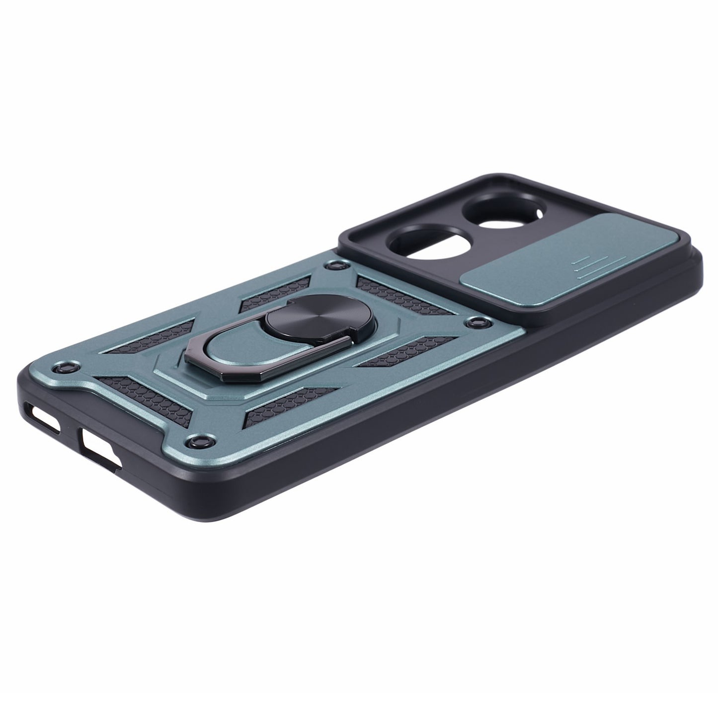 For Honor 90 Anti-Scratch Slide Lens Protection Phone Case PC+TPU Kickstand Phone Cover