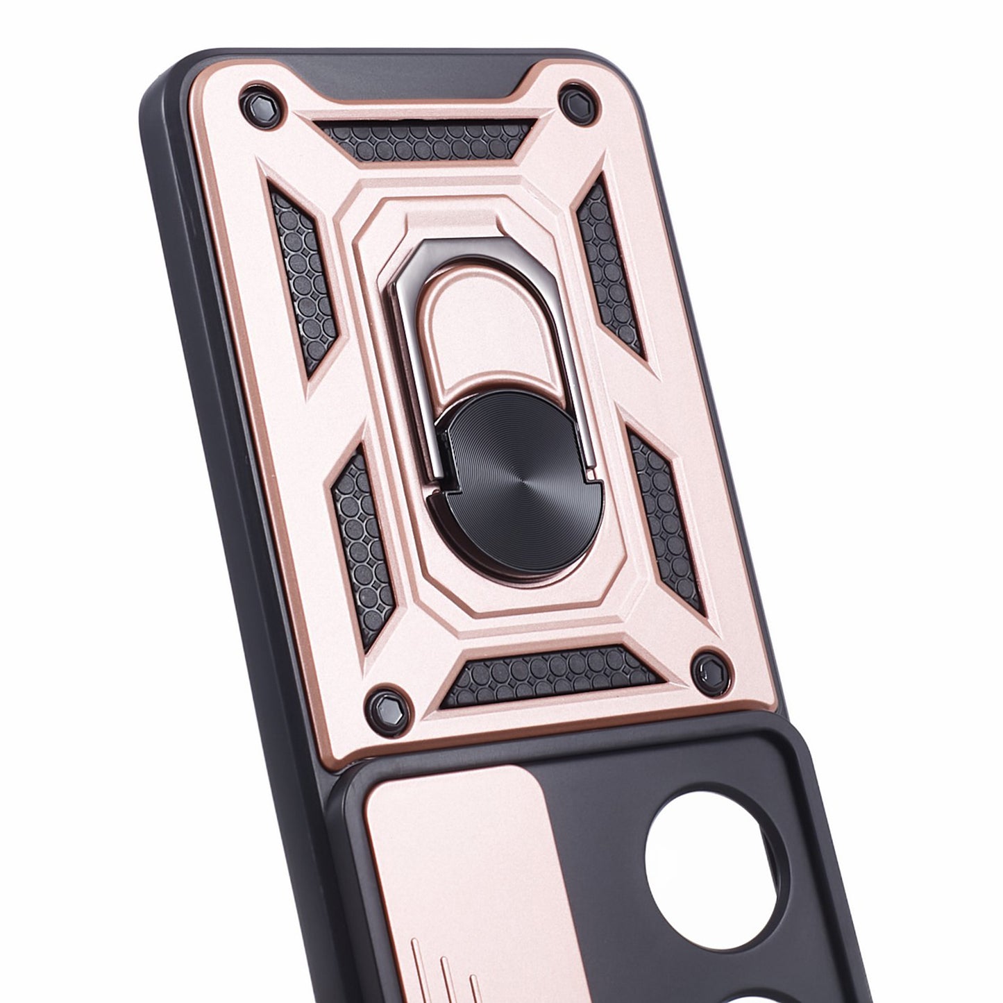For Honor 90 Anti-Scratch Slide Lens Protection Phone Case PC+TPU Kickstand Phone Cover
