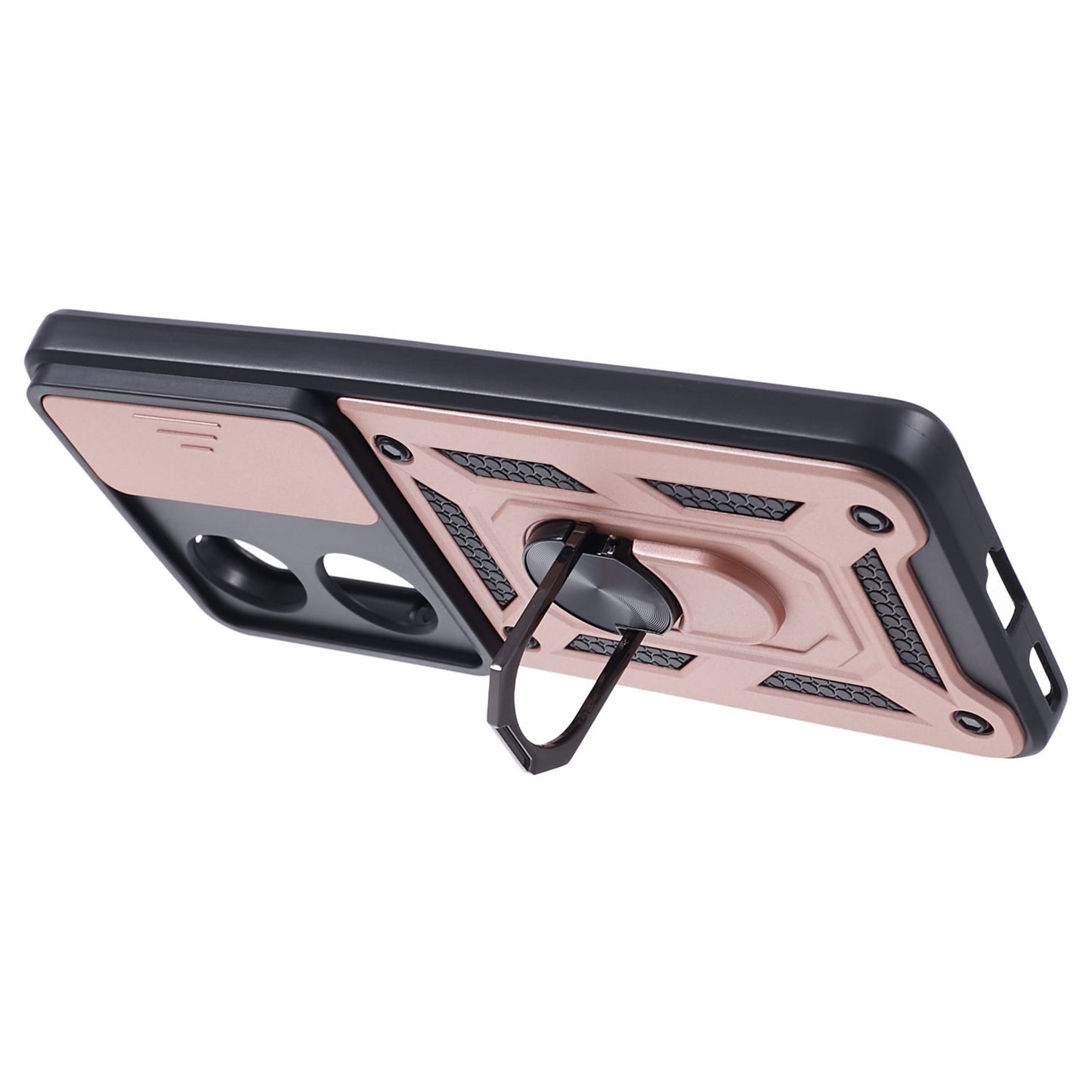 For Honor 90 Anti-Scratch Slide Lens Protection Phone Case PC+TPU Kickstand Phone Cover