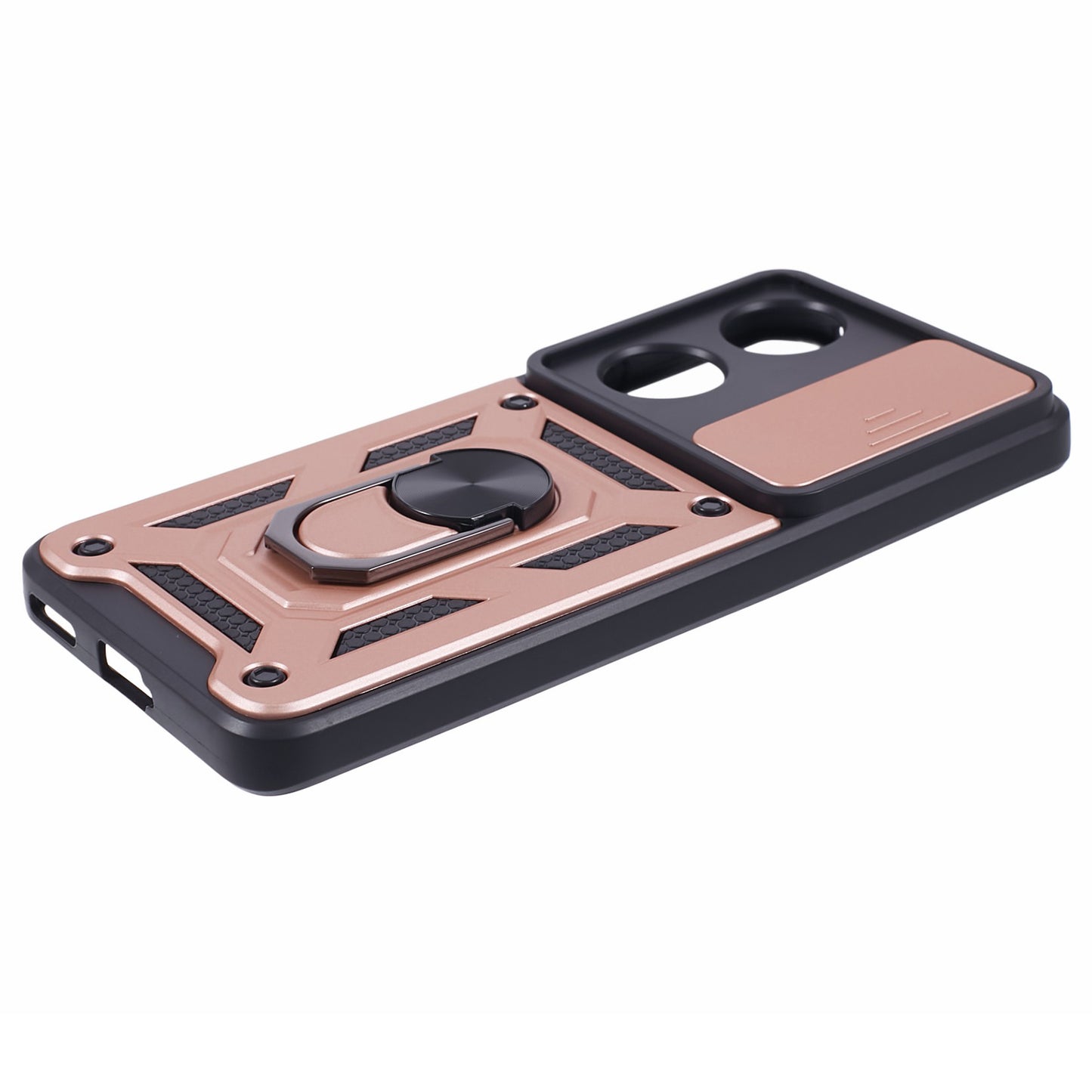 For Honor 90 Anti-Scratch Slide Lens Protection Phone Case PC+TPU Kickstand Phone Cover