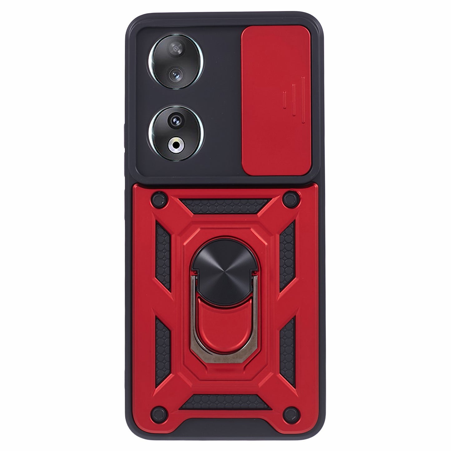For Honor 90 Anti-Scratch Slide Lens Protection Phone Case PC+TPU Kickstand Phone Cover