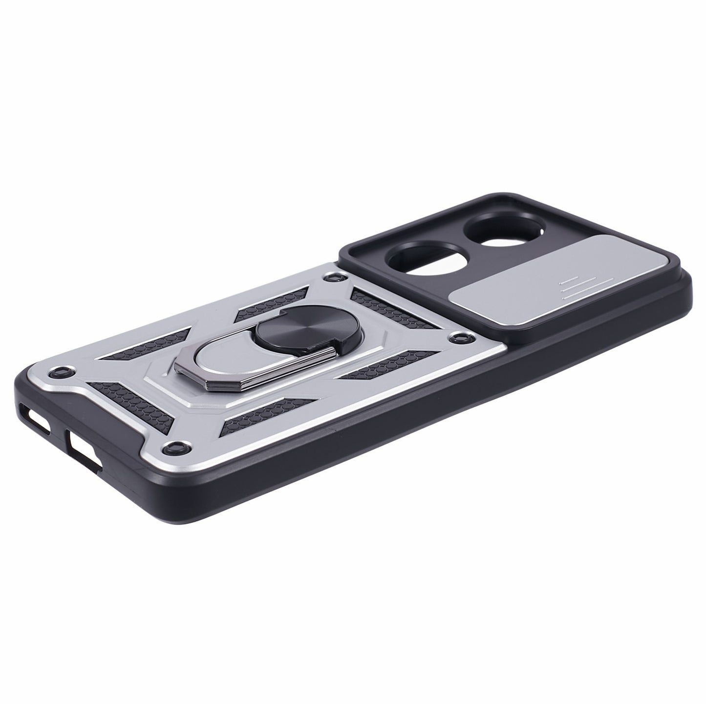 For Honor 90 Anti-Scratch Slide Lens Protection Phone Case PC+TPU Kickstand Phone Cover