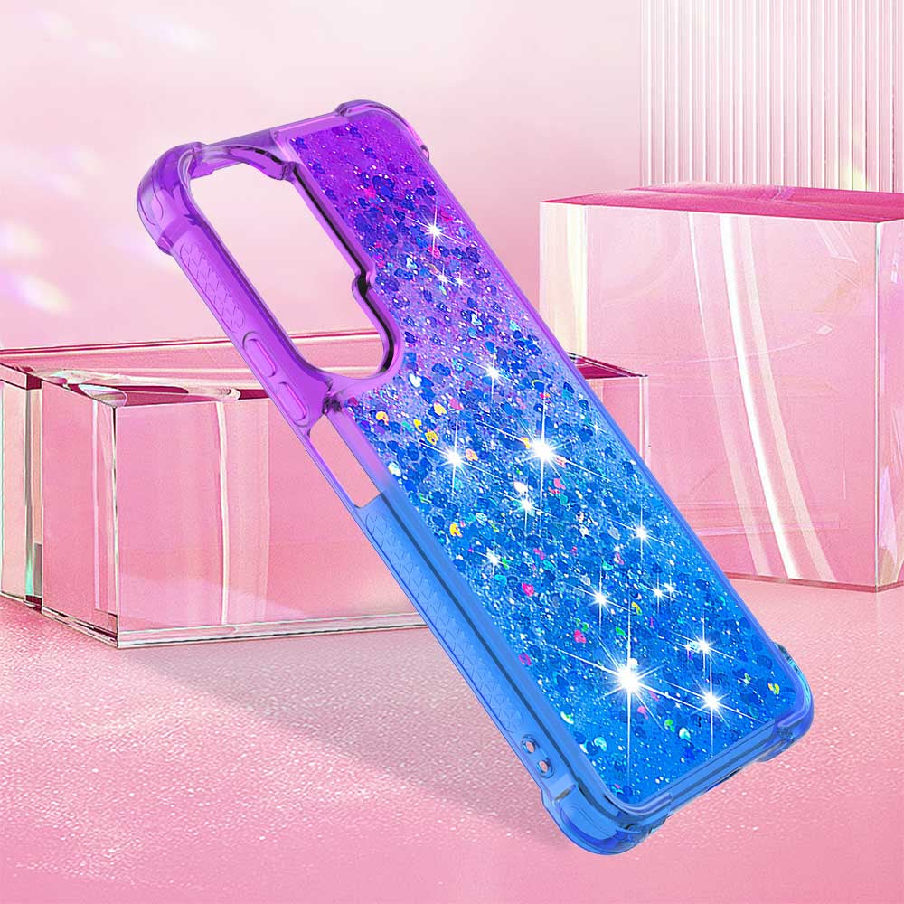YB Quicksand Series-3 Gradient Shockproof Cover for Honor 90 Lite 5G , TPU Moving Glitter Phone Case
