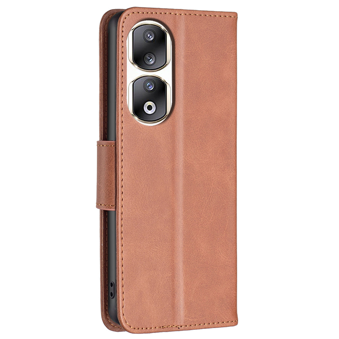 For Honor 90 Pro Full Protection Wallet Case Textured PU Leather Foldable Stand Phone Cover