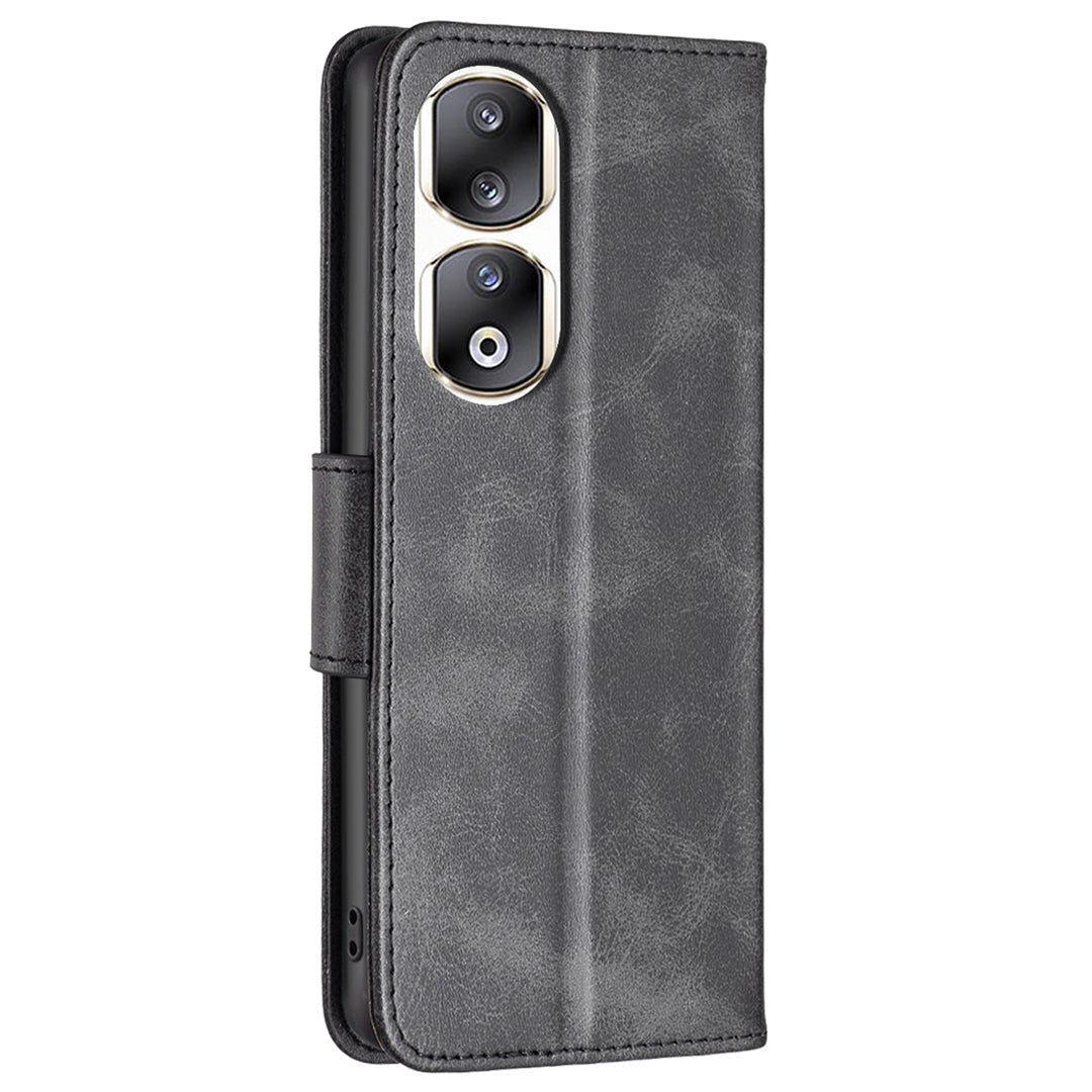 For Honor 90 Pro Full Protection Wallet Case Textured PU Leather Foldable Stand Phone Cover