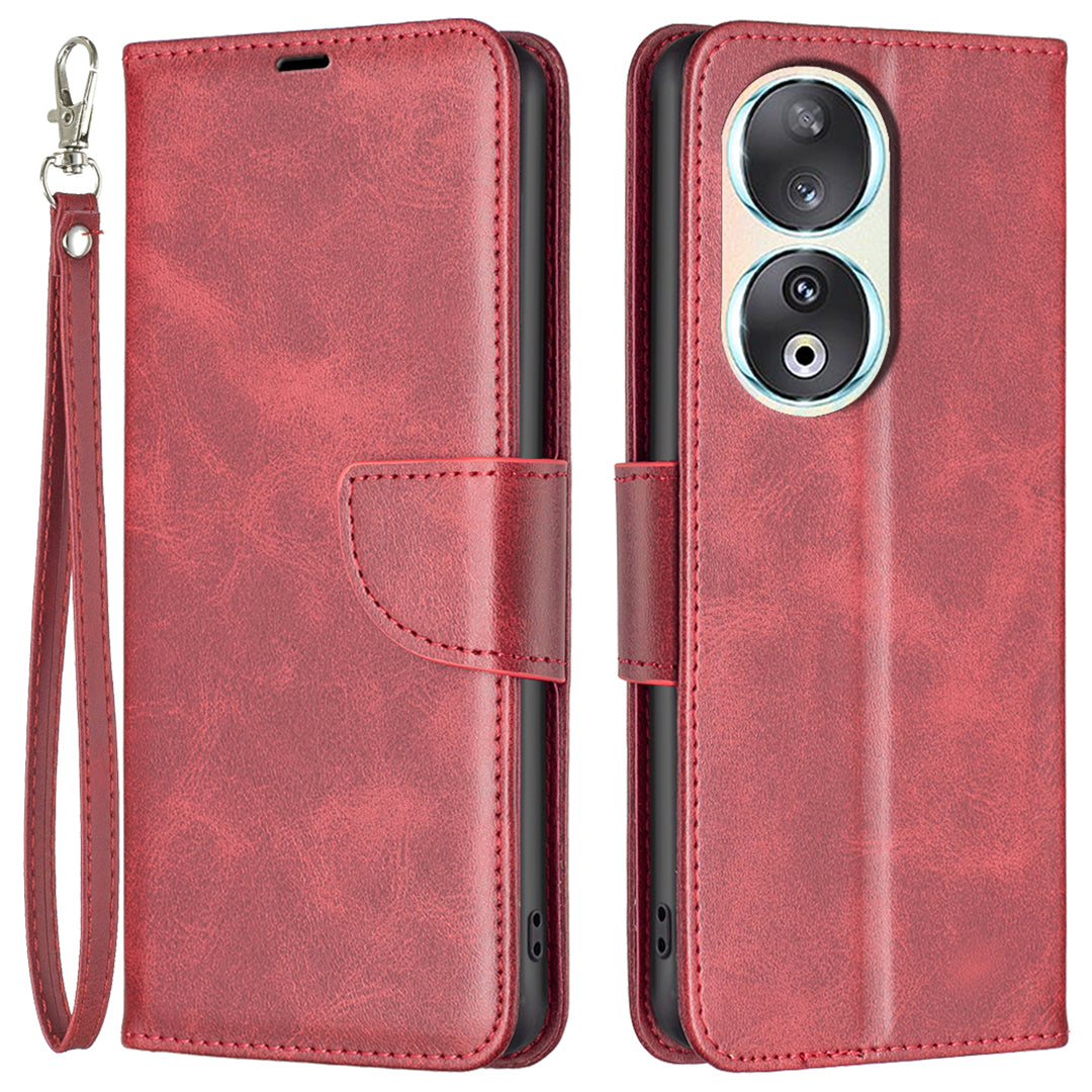 For Honor 90 Shockproof Wallet Case Textured PU Leather Stand Folio Flip Phone Cover