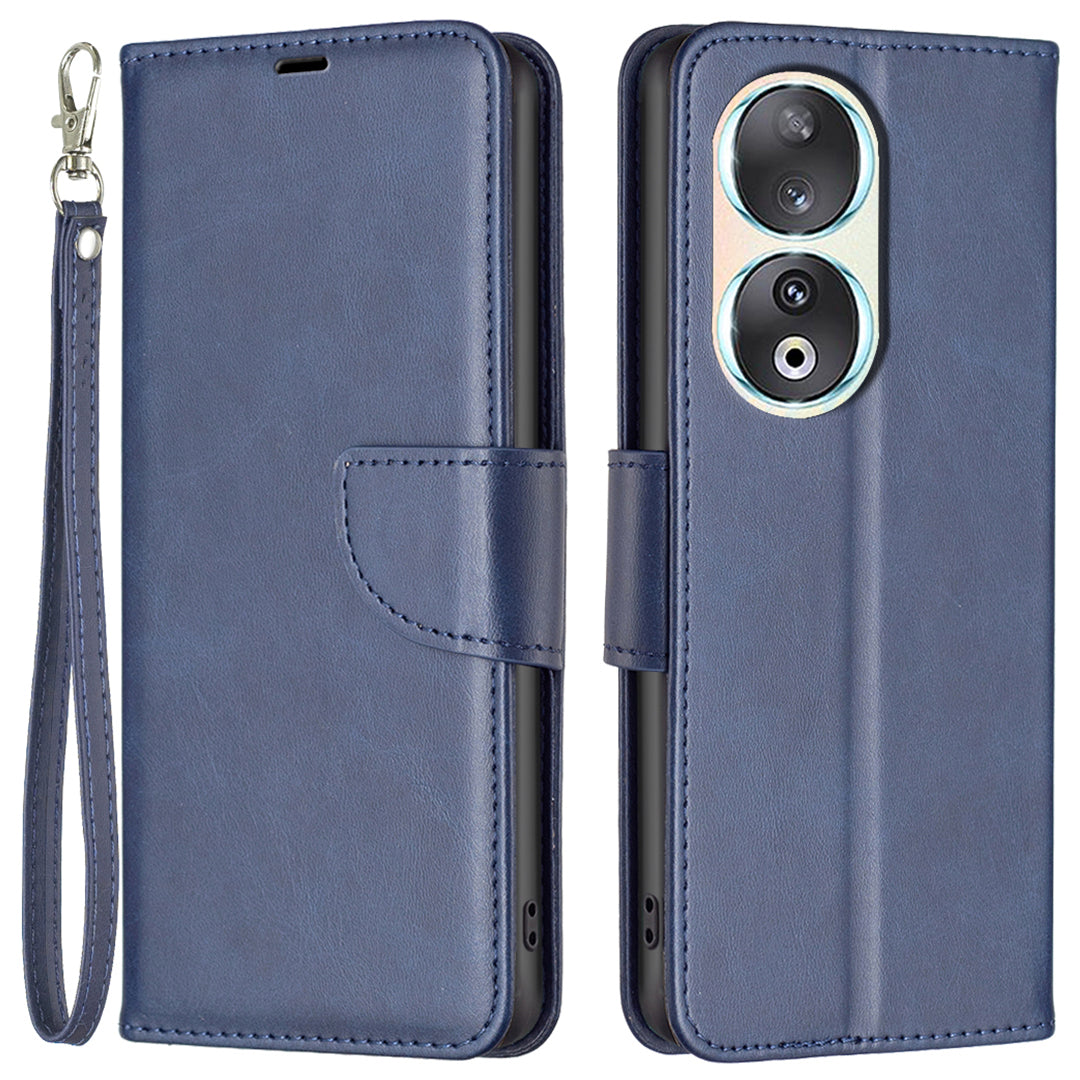 For Honor 90 Shockproof Wallet Case Textured PU Leather Stand Folio Flip Phone Cover