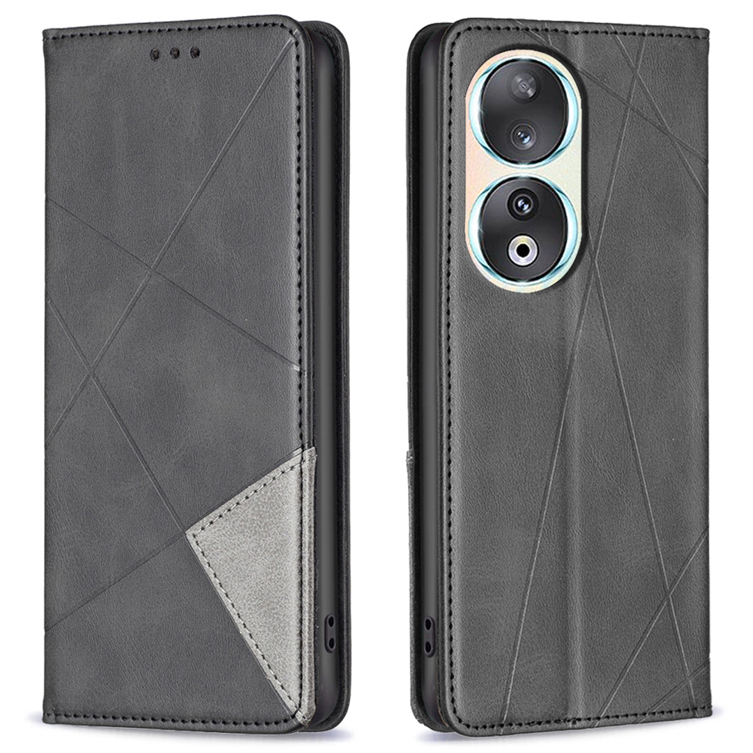 For Honor 90 Anti-Scratch Stand Leather Cover Imprinted Line Card Slots Mobile Phone Case