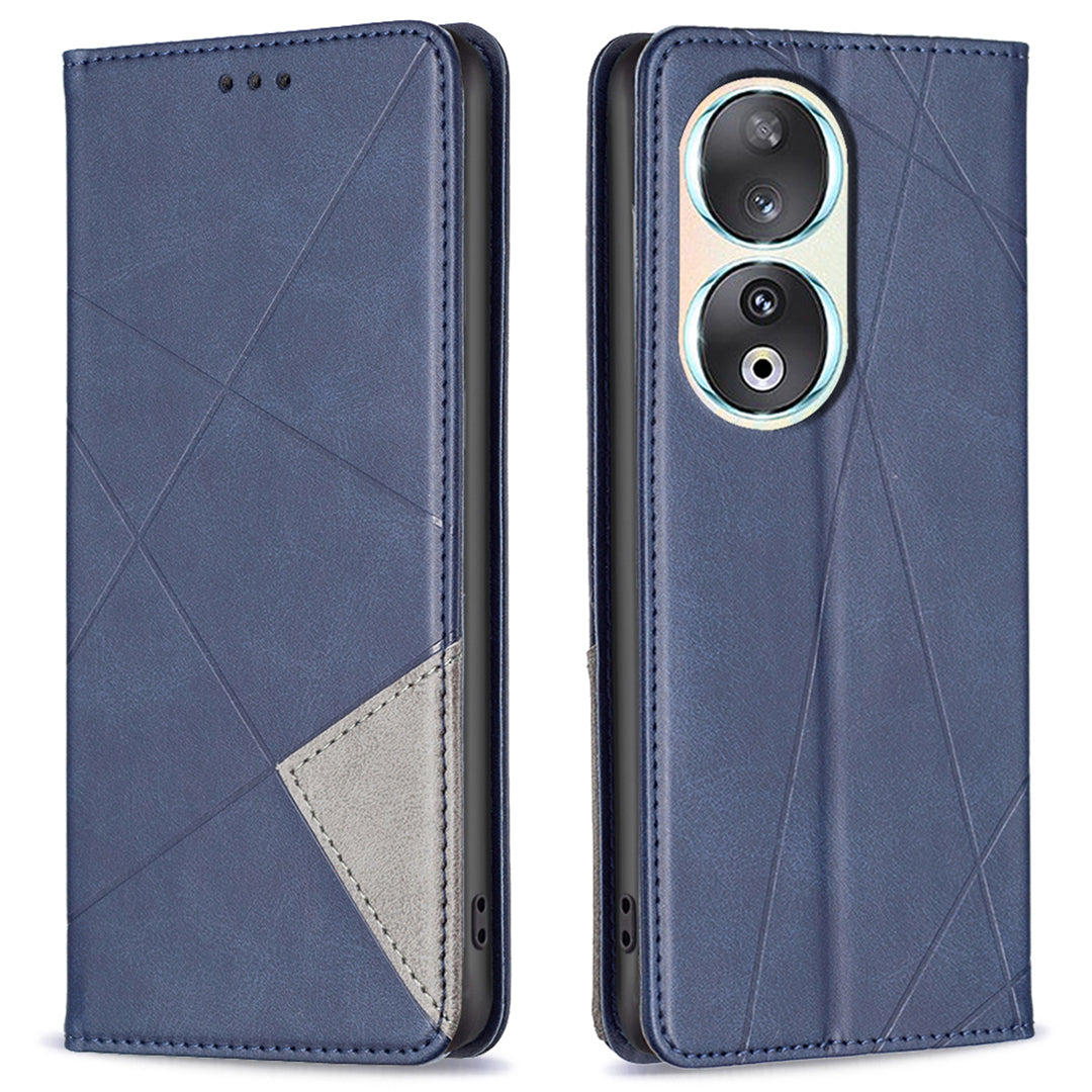 For Honor 90 Anti-Scratch Stand Leather Cover Imprinted Line Card Slots Mobile Phone Case